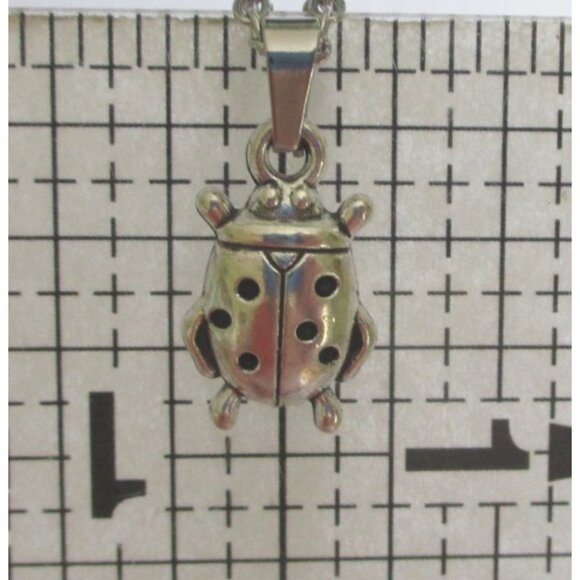 New Ladybug Pendant Necklace With 18" Stainless Chain Bug Nature Jewelry Gift - Picture 3 of 6